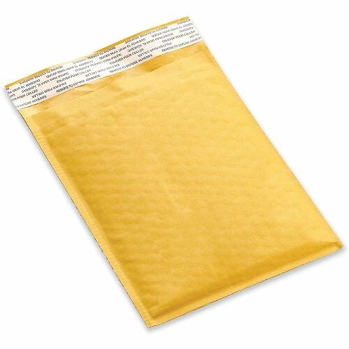 Universal Bubble Mailer, #2, Self-Adhesive Peel-Off Strip, Padded Interior, Golden Yellow Kraft Paper, 25/CT