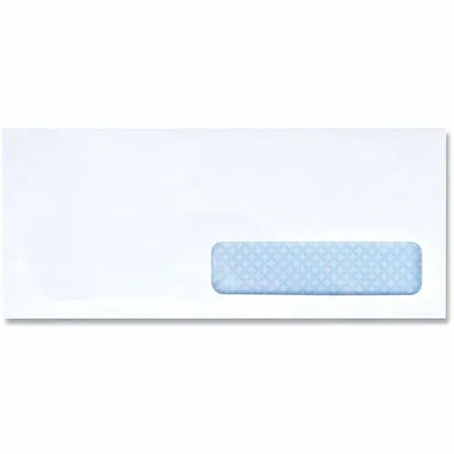 Universal Business Envelope, #10, 24 lb, Gummed Closure, Side Seam, Bottom-Right Window, Security Tint, White, 500/Box