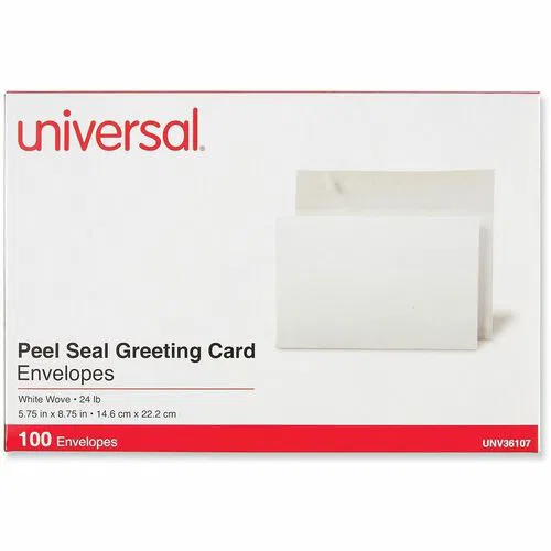 Universal Envelope, Business A9, 25 lb Self-Adhesive Peel Seal, White Paper Stock, 100/Box
