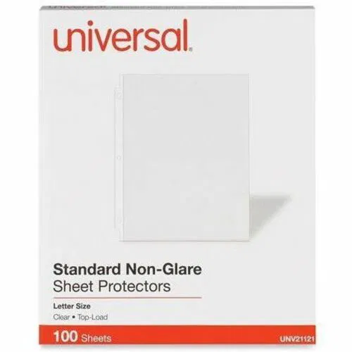 Universal Sheet Protector, Top-Loading, 2-Sheet Capacity, Letter 8.5" x 11", 3-Hole, Reinforced Edges, Clear, for Ring Binder, 100/BOX