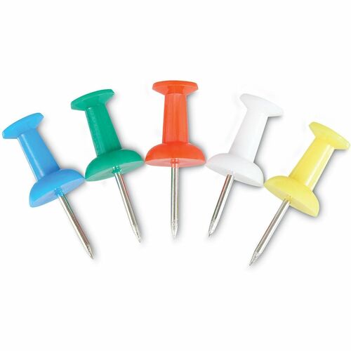 Universal Push Pins, Assorted Colors, 0.38" Shank, 0.25" Head, Plastic Heads, Steel Pins, 400/PK