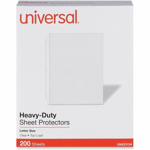Universal Sheet Protector, Top-Loading, Letter 8.5" x 11", 3-Hole, Heavy-Gauge Clear Poly, Reinforced Edges, Archival-Safe, 200/PK