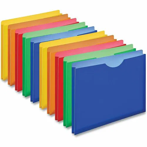 Universal File Jacket, Letter (8.5" x 11"), 1" Expansion, Polypropylene, Assorted, Straight Tab, Unpunched, 10/PK