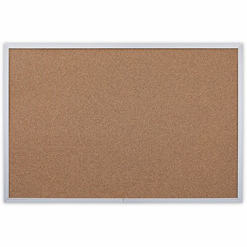 Universal Bulletin Board, Wall-Mount, 36 in x 1.2 in x 24 in, Natural Cork Surface, Tan, Satin Aluminum Frame, Self-Healing