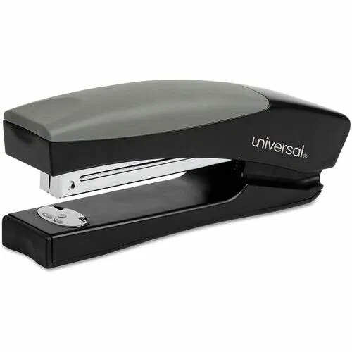 Universal Desktop Stapler, Stand Up, Top-Loading, Rubber Grip, 4" Throat, 20-Sheet Capacity, Holds 210 Staples, Black/Gray