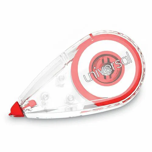 Universal Correction Tape, 0.25" x 22.92 ft, White, Clear/Red Dispenser, 1-Line Coverage, Non-Refillable, 10/PK
