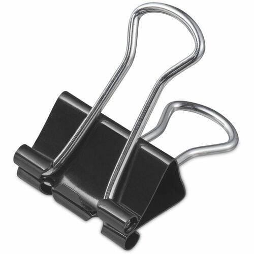 Universal Binder Clips, Small, 0.7" W, 0.38" Capacity, Black/Silver Metal, 36/Box