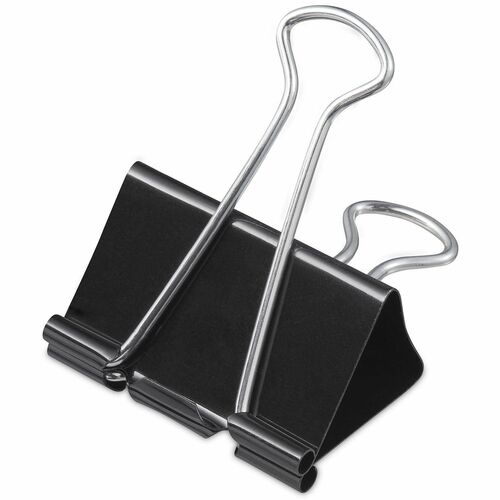 Universal Binder Clip, Large, 1" Capacity, 2" Width, Black/Silver Metal, Zip-Seal Bag, 36/PK