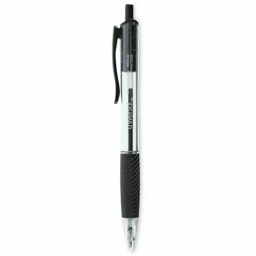 Universal Comfort Grip Ballpoint Pen, Retractable, 1 mm Medium Tip, Black Ink, Visible Ink Supply, 48/PK