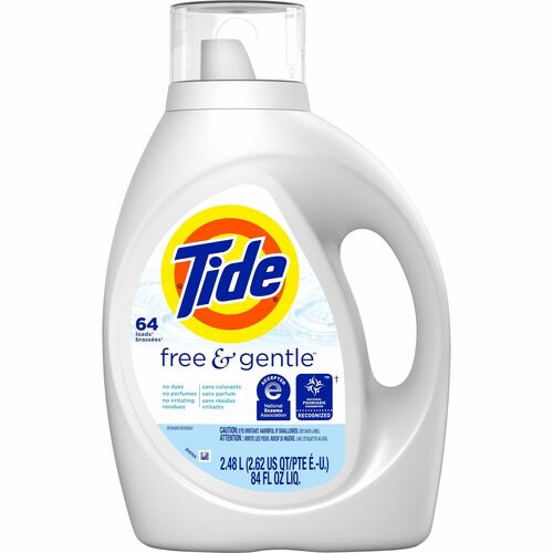 Tide Laundry Detergent, Free and Gentle, 84 fl oz (64-Load), Hypoallergenic, Dye-Free, Fragrance-Free, High-Efficiency Compatible