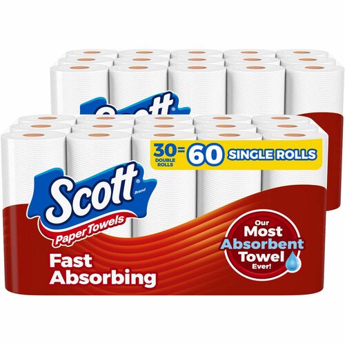 Scott Paper Towels, Kitchen, Choose-A-Sheet, 150 Sheets/Roll, White, Absorbent, Lint-Free, 15/PK, 2/CT