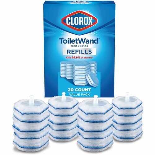 Clorox ToiletWand Refill Heads, Disinfecting Hexagonal Scrubbing Pads, Blue/White, 20/Bag, 4/CT