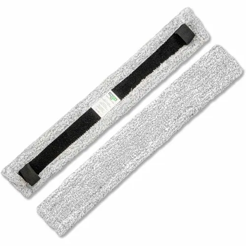 Unger Cleaning Pad, 13.78" L Microfiber, Gray/White, Absorbent, Machine Washable, Hook-and-Loop, for VisaVersa Pro 2-in-1 Squeegee, 10/CT