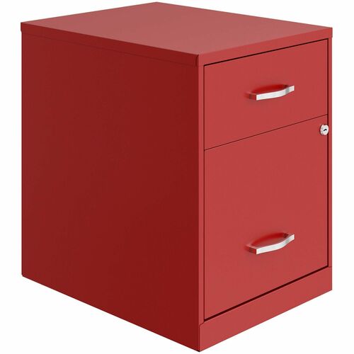 NuSparc File Cabinet, 2-Drawer Vertical, 14.2" x 18" x 19", Letter Filing, Red Steel, Keyed Lock, Glide Suspension