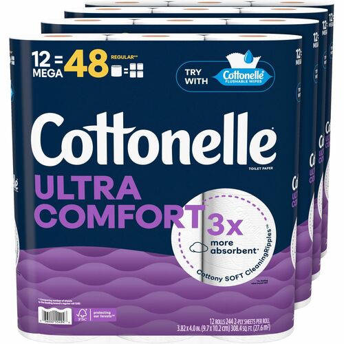 Kimberly-Clark Professional Ultra Comfort Toilet Paper - 2 Ply - White - Paper, FiberPack - 12/Pack - 4 / Carton