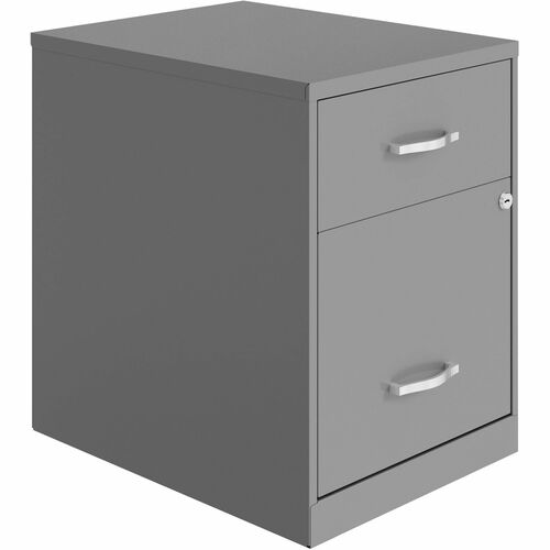 NuSparc File Cabinet, 2-Drawer, 14.2" W x 18" D x 19" H, Silver Steel, Baked Enamel Finish, Locking Drawers, Smooth-Glide Suspension, Letter