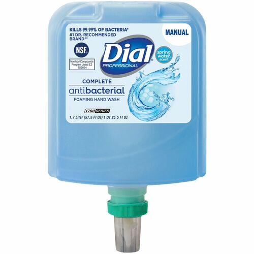 Dial 1700 Universal Dispenser Refills - Spring Water Scent - 1.80 quart - Bacteria Remover - Hand, Skin - Moisturizing - Antibacterial - Blue - Non-drying - 3 / Carton