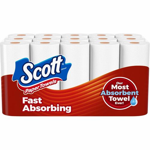 Scott Choose-A-Sheet Paper Towels, Kitchen, 15 Double Rolls (150 Sheets/Roll), Absorbent Lint-Free, White, 15/PK