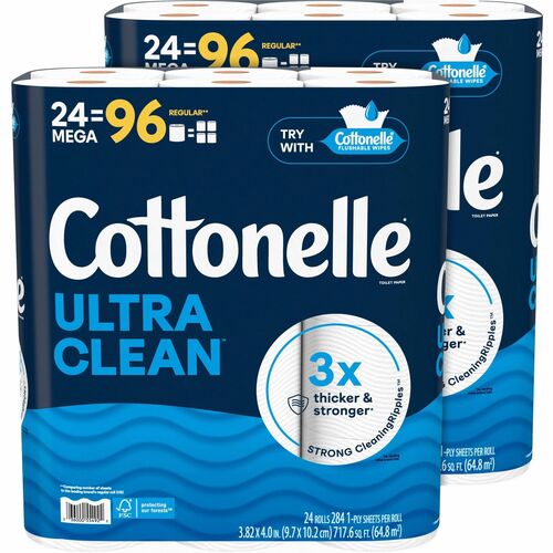 Kimberly-Clark Professional Ultra Clean Toilet Paper - 1 Ply - White - Paper, Fiber - 24 Rolls Per Pack - 24 Pack - 2 / Carton