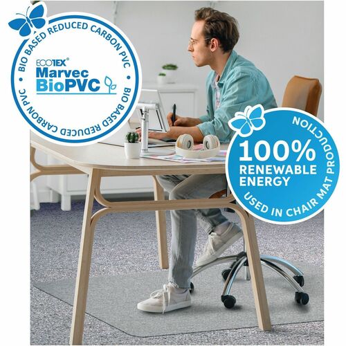 Floortex Ecotex Marvec BioPVC Chairmat - Carpet - 48" Length x 36" Width - Polyvinyl Chloride (PVC) - Clear - 1 Each