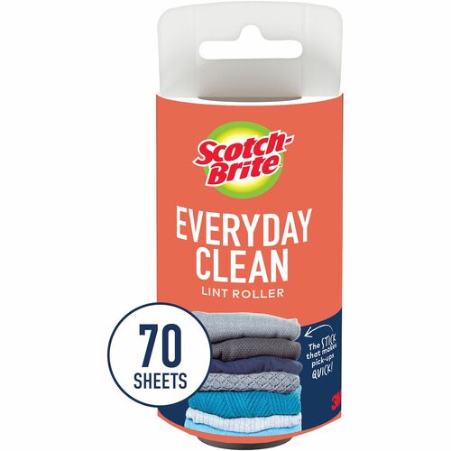 Scotch-Brite Lint Roller Refill, 70 Sheets, Black, High-Tack Adhesive