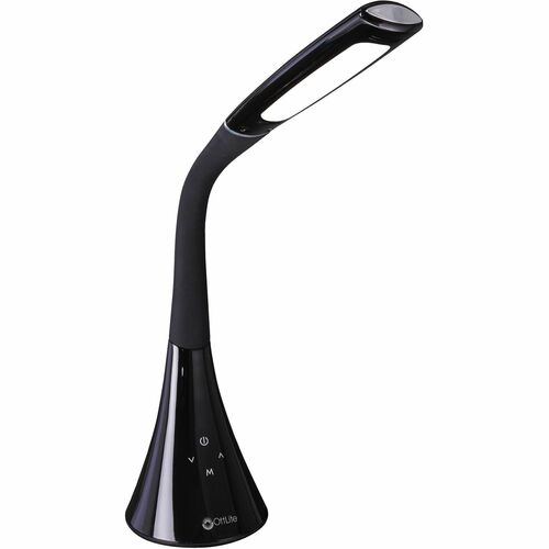 OttLite Swerve Desk Lamp, Desk-Mount, ClearSun LED, 20" Flexible Neck, Touch-Activated, 3 Brightness / 3 Color Modes, Black