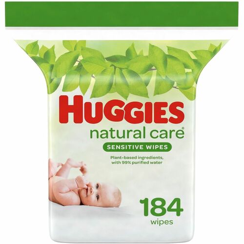 Huggies Baby Wipes, Natural Care Sensitive, Unscented, Hypoallergenic, 99% Water, Aloe and Vitamin E, 184/PK