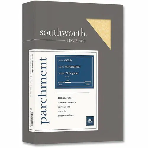 Southworth 24lb Parchment Specialty Paper - Letter - 8 1/2" x 11" - 24 lb Basis Weight - Acid-free, Lignin-free - Gold - 100 / Pack