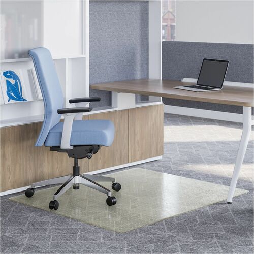 Deflecto Chair Mat, OceanMat, 48 in W x 36 in D, Studded, Straight-Edge, Clear PET, for Low-Pile Carpet up to 1/4 in Thick
