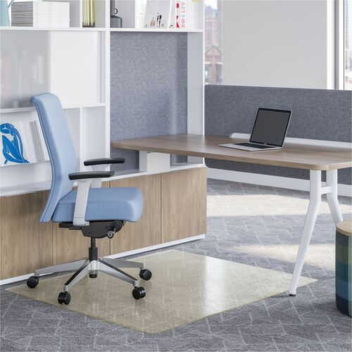 Deflecto Chair Mat, Carpet, OceanMat, 60" x 46", Studded Straight-Edge, for Low-Pile/Commercial Carpet up to 1/4", Clear Recycled PET