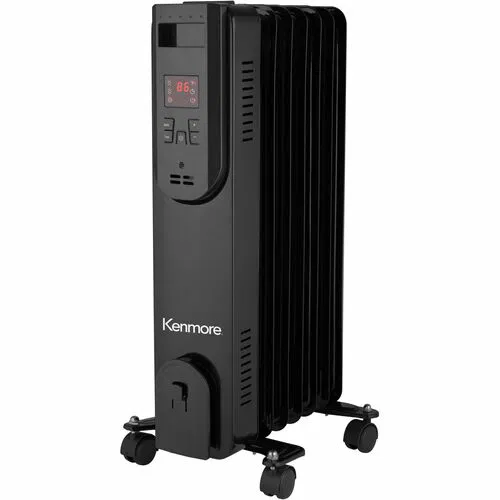 Kenmore Convection Heater, Office, Room, Kitchen, 24" H, Oil-Filled, 1500W, Digital Timer, Overheat Protection, Tip-Over Switch, Black