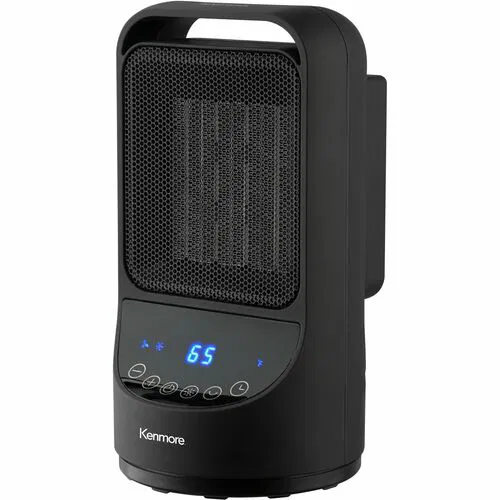 Kenmore Convection Heater, Portable, 11.5" Ceramic, 3 Heat Settings, Timer, Remote Control, Oscillation, Black