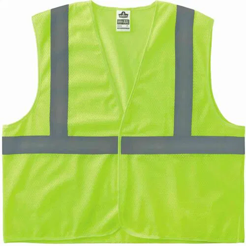 Ergodyne GloWear Safety Vest, Type R Class 2 ANSI/ISEA 107-2020, Small/Medium, Recycled Polyester Mesh, Lime, 2" Reflective Tape, Hook-and-Loop