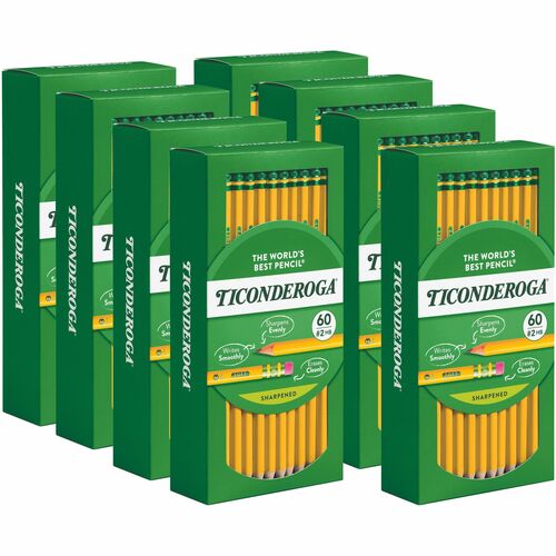 Ticonderoga Soft No. 2 Pencils - Graphite Lead - HB/#2 - Yellow Barrel - 60 / Box
