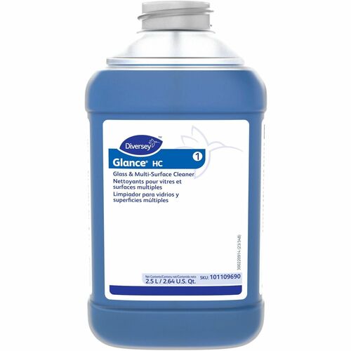 Diversey Glance Multi-Surface Cleaner - For Glass, Surface, Window - Ready-To-Use/Concentrate - 84.5 fl oz (2.6 quart) - Ammonia Scent - Quick Drying, Streak-free - Blue - 2 / Unit