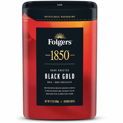 Folgers Black Gold Dark Roast Ground Coffee, 12 oz, 100 Percent Arabica