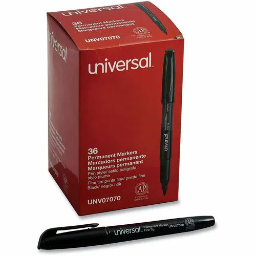 Universal Permanent Marker, Pen-Style Fine Bullet Tip, Low-Odor, Black, 36/PK