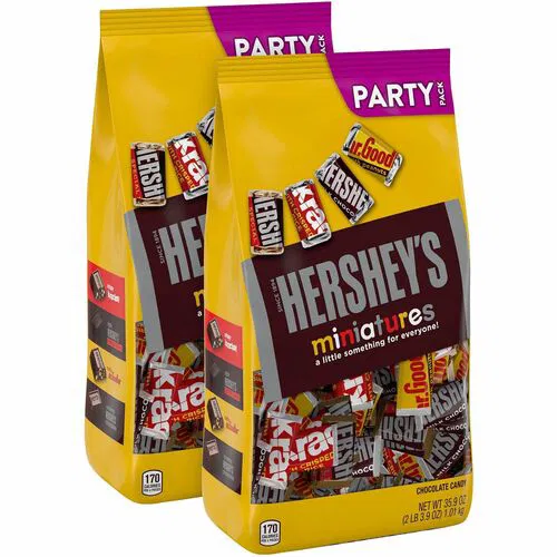 Hershey Chocolate Assortment, Individually Wrapped Mini Bars, Milk and Dark Chocolate, 2.24 lb, 2/CT