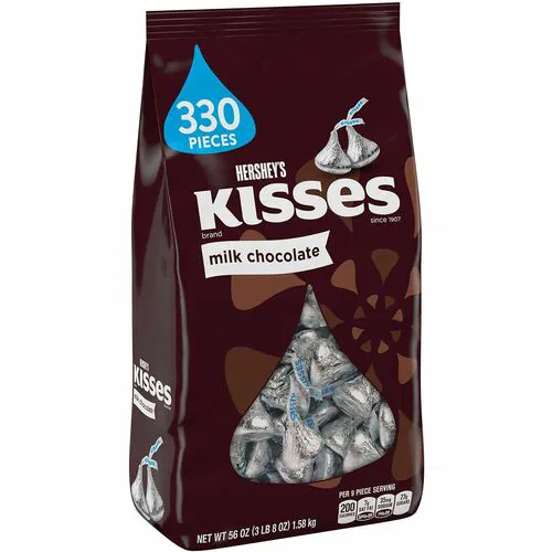 Kisses Candy, 3.5 lb, Individually Wrapped, Milk Chocolate, 330/CT