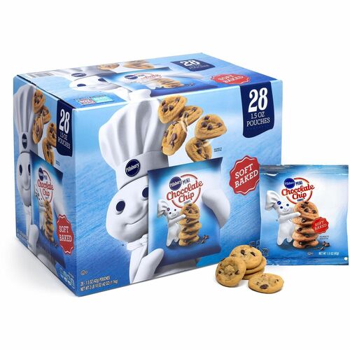 Pillsbury Soft Baked Chocolate Chip Cookie - No Artificial Color, No High Fructose Corn Syrup, Gluten-free - Mini Chocolate Chip Cookies - 1.50 oz - 28 / Carton