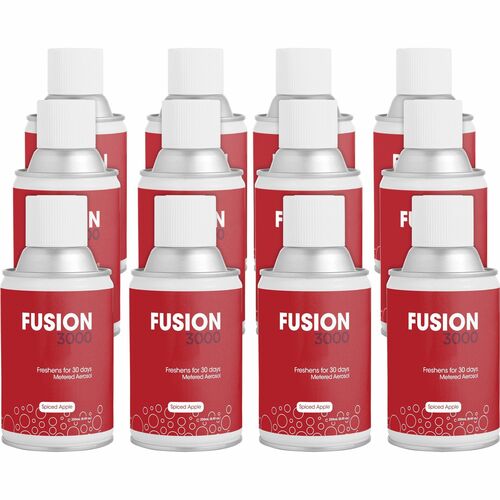 Fresh Products Fusion 3000 Metered Aerosols - 6000 ft³ - Spiced Apple - 30 Day - Odor Neutralizer, VOC Compliant - 12 / Carton