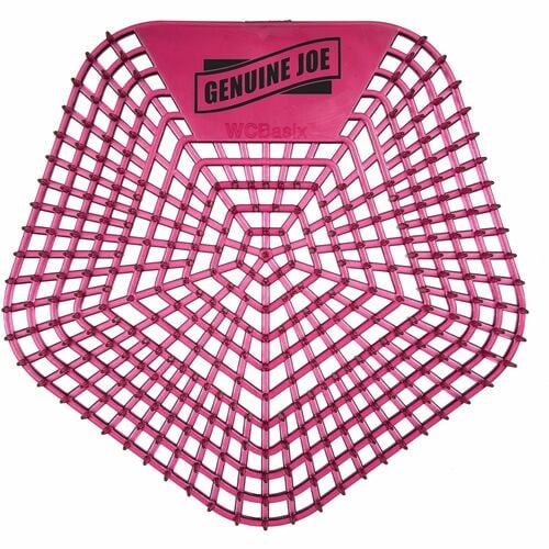 Genuine Joe Urinal Screen, Dual-Sided, Webbed, Spiced Apple Fragrance, 30-Day Odor Control, Red, 10/CT