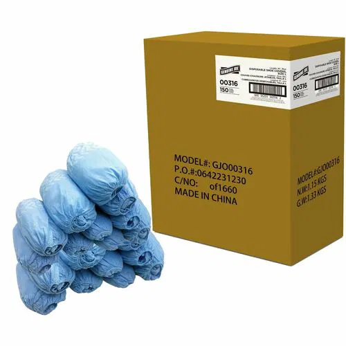 Genuine Joe Shoe Covers, Large, Polypropylene, Non-Skid Tread, Lightweight, 150/CT