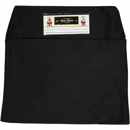 Seat Sack Classroom Pack One-Pocket - 1 Pocket(s) - 1 Compartment(s) - 17" Width x 2" Depth - Chair - Desk Space, Durable, Laminated, Washable, Expandable - Black - Poly Cotton - 25/Pack - 1 / Carton