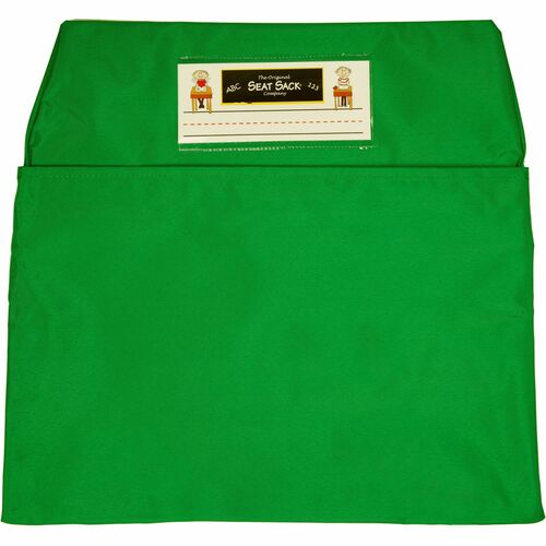 Seat Sack Classroom Pack One-Pocket - 1 Pocket(s) - 1 Compartment(s) - 17" Width x 2" Depth - Chair - Durable, Desk Space, Laminated, Elastic, Washable, Expandable - Green - Poly Cotton - 10/Pack - 1 / Carton