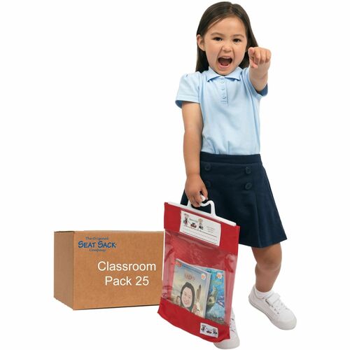 Seat Sack Read-n-Go Carrying Case (Pouch) Book - Red - Poly Cotton, Fabric Body - Handle - 16" Height x 10.5" Width x 2" Depth - 25 / Carton