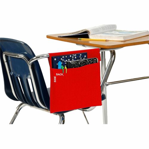 Seat Sack Side Sacks - Desk - Hook & Loop Closure, Washable - Red - 25/Pack - 1 / Carton