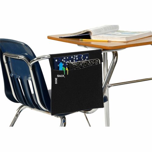 Seat Sack Side Sacks - Desk - Hook & Loop Closure, Washable - Black - 1 Each