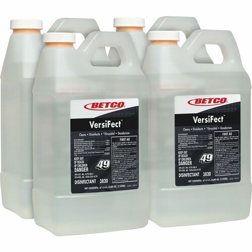 Betco VersiFect FastDraw Disinfectant/Virucide - For Multi Surface, Multipurpose - Concentrate - Liquid - 67.6 fl oz (2.1 quart) - 2 to 8 pH - Fresh Scent - Disinfectant, Deodorize, Virucidal - Black, Clear - 4 / Carton