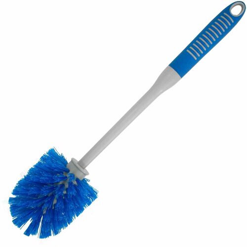 Genuine Joe Toilet Bowl Brush, Ergonomic Comfort Grip, PET Bristles, Polypropylene/TPR Handle, Blue/Gray